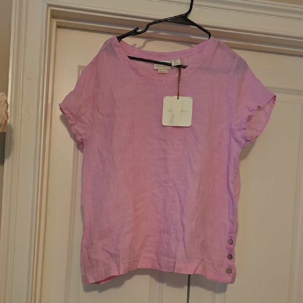 Cynthia Rowley Soft Pink Linen Blouse